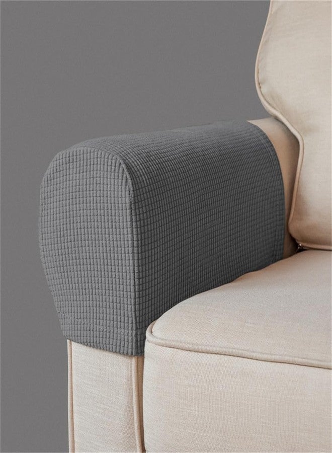 WHTCHSU Stretch Armrest Covers Spandex Arm Covers for Chairs Couch Sofa Armchair Slipcovers for Recliner Sofa with Twist Pins 2pcs （Dark Gray） - Image 1